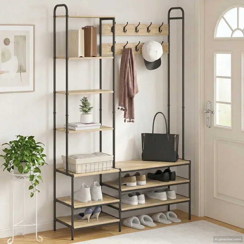 Vidaxl kapstok met schoenenbank sonoma eiken 120,5 x 34 x 190 cm