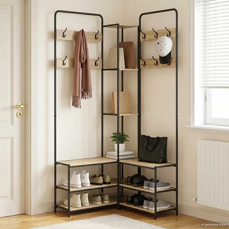 Vidaxl kapstok met schoenenbank sonoma eiken 143 x 30 x 199,5 cm