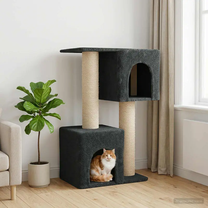 Vidaxl kattenboom met sisal krabpalen donkergrijs 114 cm