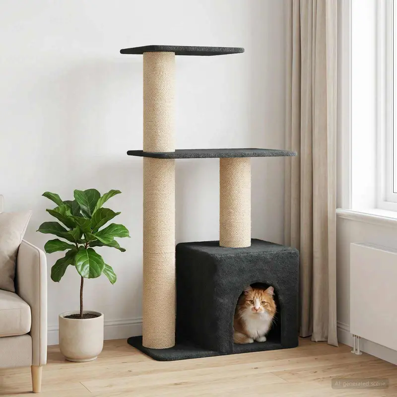 Vidaxl kattenboom met sisal krabpalen donkergrijs 133 cm