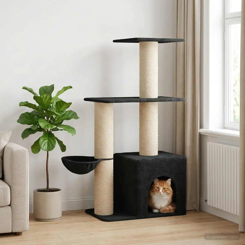 Vidaxl kattenboom met sisal krabpalen donkergrijs 133 cm