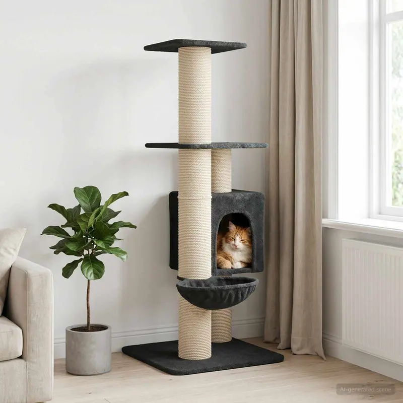 Vidaxl kattenboom met sisal krabpalen donkergrijs 137 cm