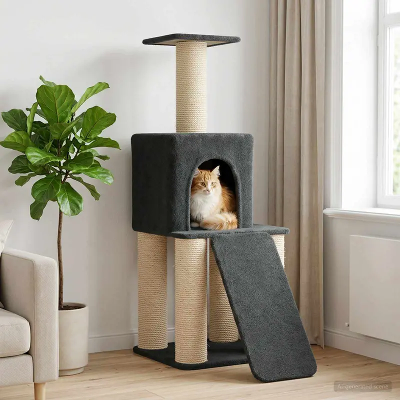 Vidaxl kattenboom met sisal krabpalen donkergrijs 146 cm