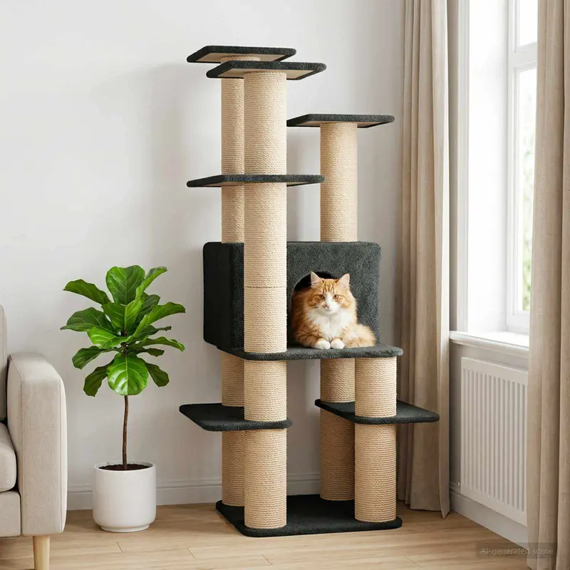 Vidaxl kattenboom met sisal krabpalen donkergrijs 161 cm