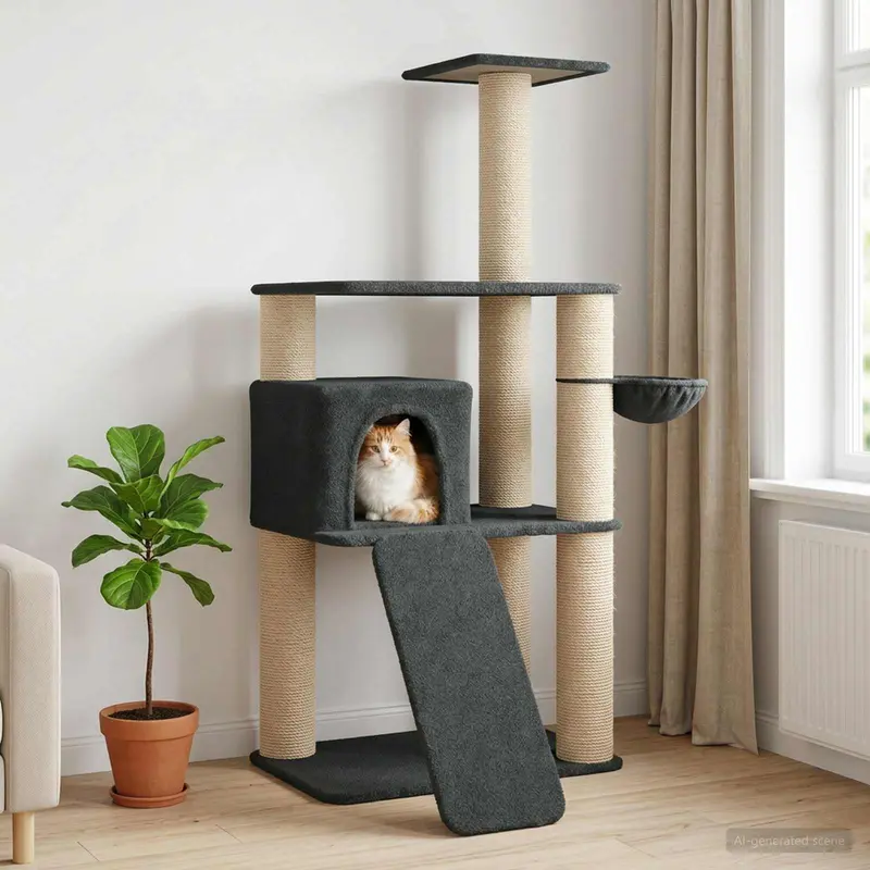 Vidaxl kattenboom met sisal krabpalen donkergrijs 173 cm