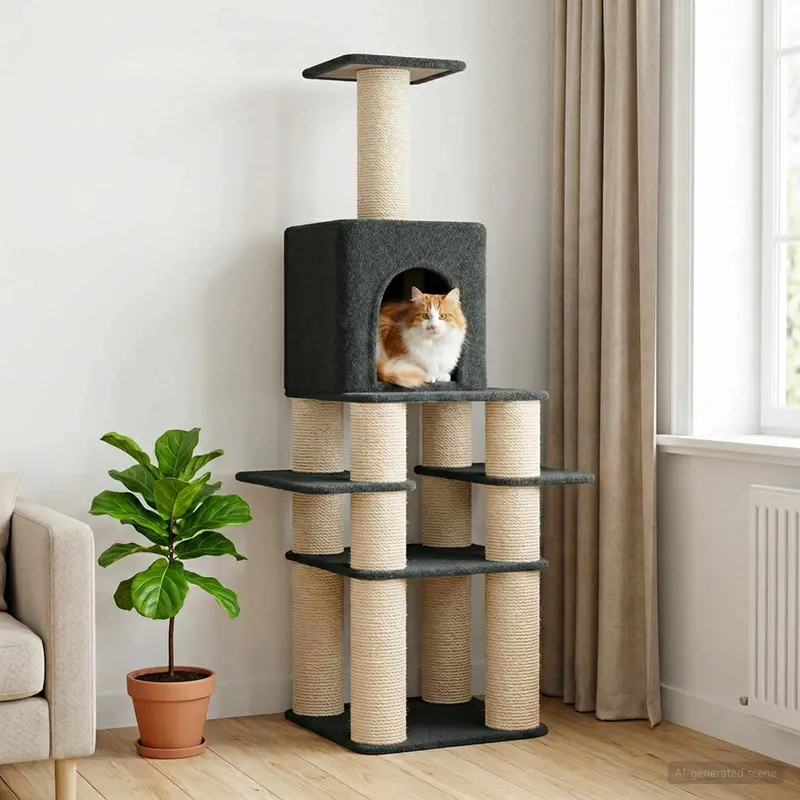 Vidaxl kattenboom met sisal krabpalen donkergrijs 180 cm