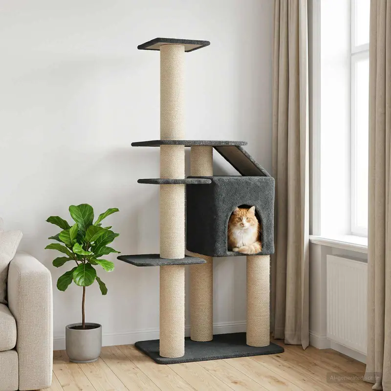 Vidaxl kattenboom met sisal krabpalen donkergrijs 183 cm