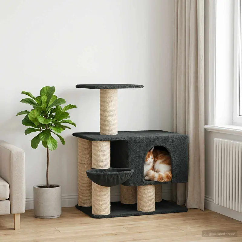 Vidaxl kattenboom met sisal krabpalen donkergrijs 96 cm