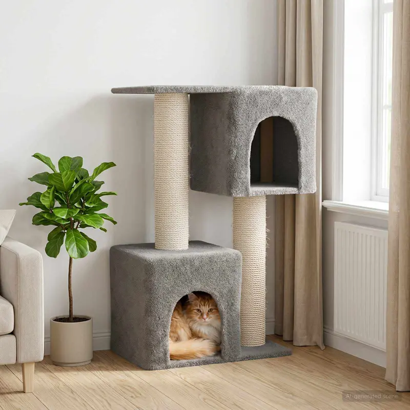 Vidaxl kattenboom met sisal krabpalen lichtgrijs 114 cm