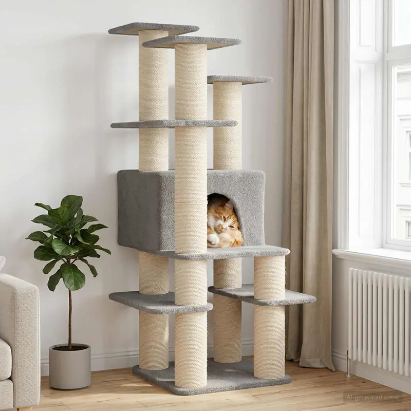 Vidaxl kattenboom met sisal krabpalen lichtgrijs 161 cm