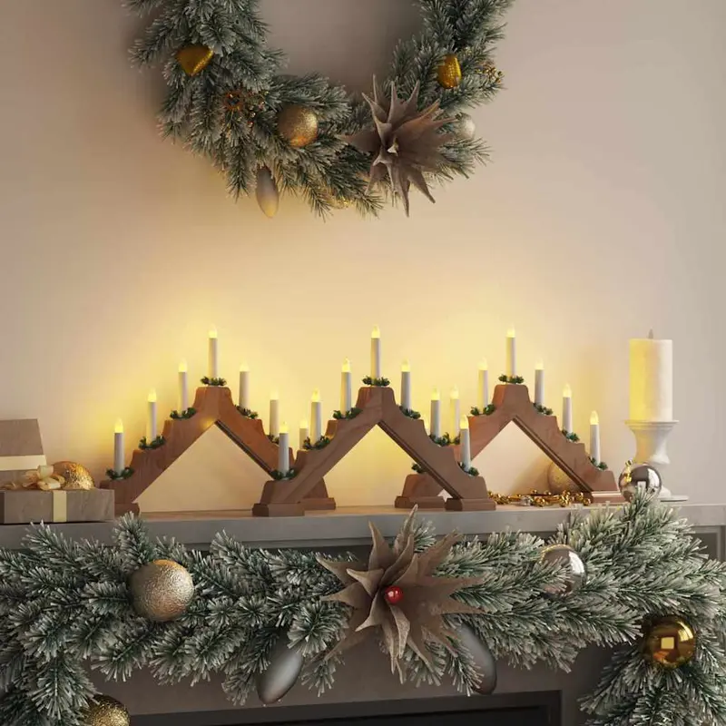 Vidaxl kerst kaars brug 3 st 7 led's warmwit 39.5 x 5 x 29 cm