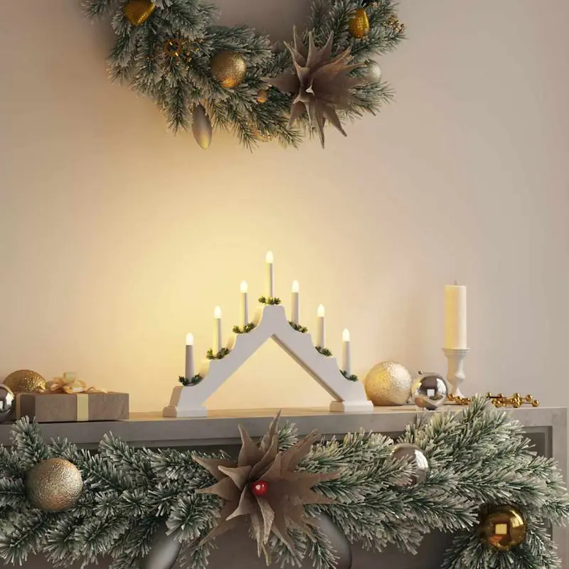 Vidaxl kerst kaars brug 7 led's warmwit 39.5 x 5 x 29 cm