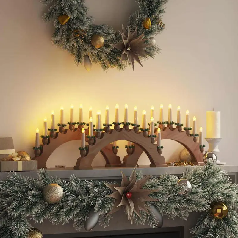 Vidaxl kerst kaarsenboog met 10 led kaarsen 3 st led's warmwit