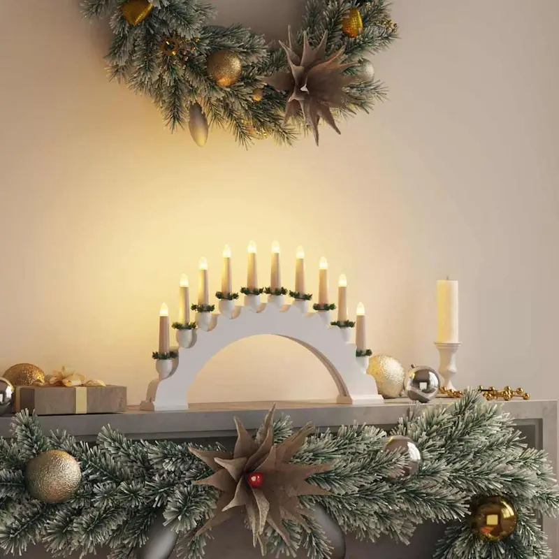Vidaxl kerst kaarsenboog met 10 led kaarsen led's warmwit