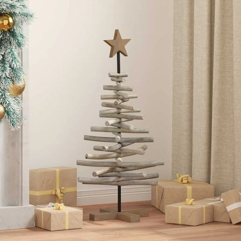 Vidaxl kerstboom bruin 90 cm massief teakhout