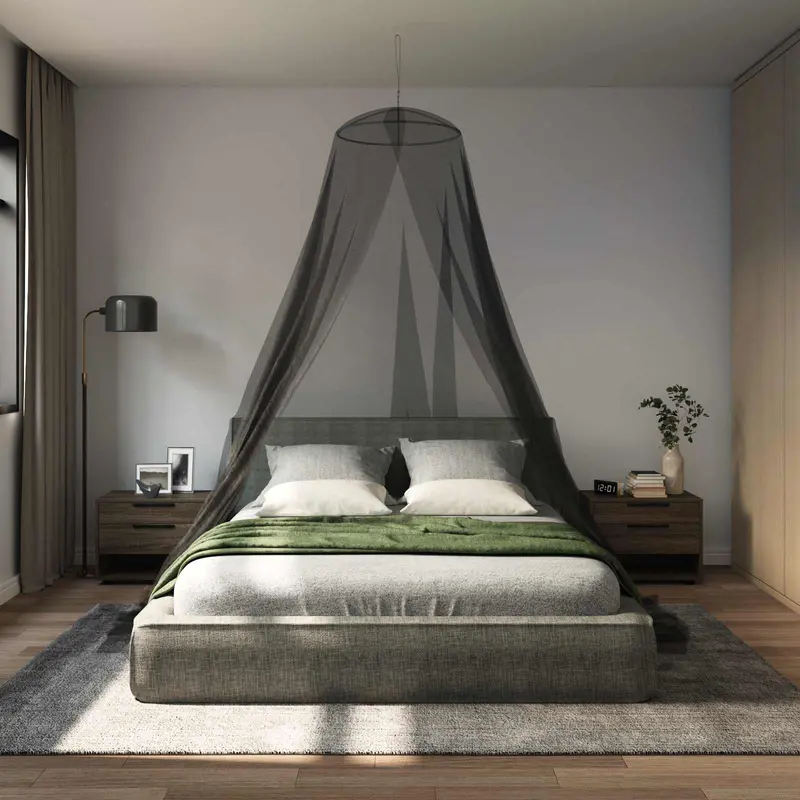Vidaxl klamboe voor bed 3 st 156 mesh zwart ⌀56 x 220 cm polyester