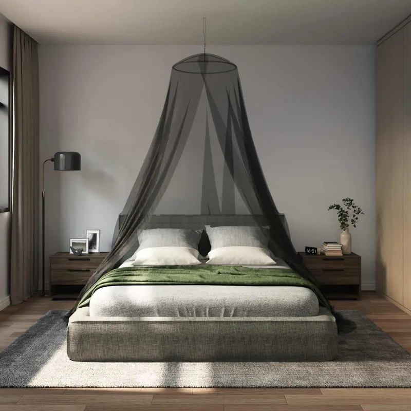 Vidaxl klamboe voor bed 3 st 156 mesh zwart ⌀56 x 220 cm polyester