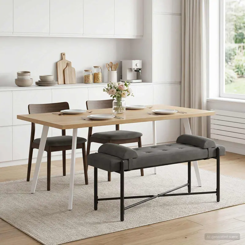 Vidaxl knop-gestept bankje met kussens donkergrijs 110 x 40 x 46 cm