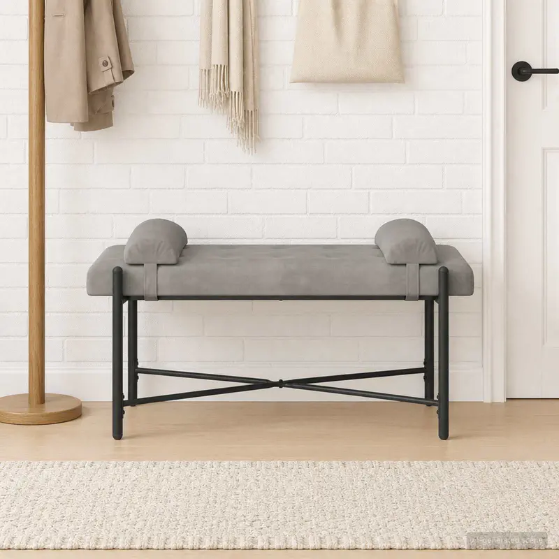 Vidaxl knop-gestept bankje met kussens lichtgrijs 110 x 40 x 46 cm