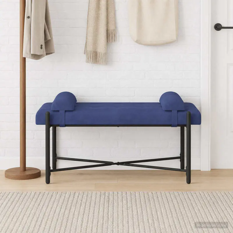 Vidaxl knop-gestept bankje met kussens politieblauw 110 x 40 x 46 cm