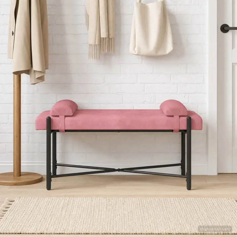 Vidaxl knop-gestept bankje met kussens roze 110 x 40 x 46 cm fluweel