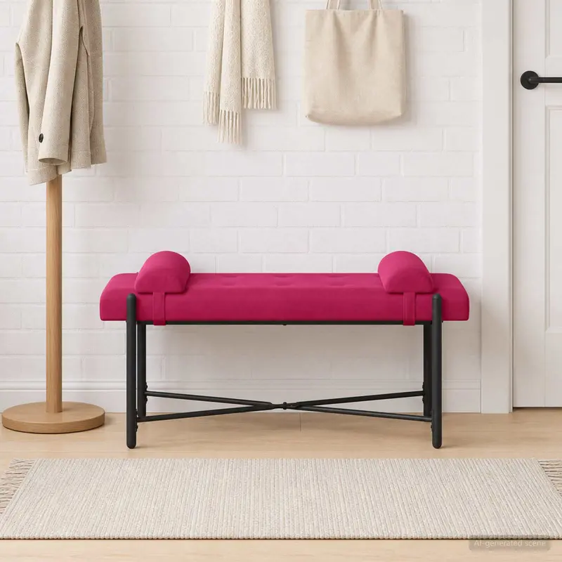 Vidaxl knop-gestept bankje met kussens wijnrood 110 x 40 x 46 cm