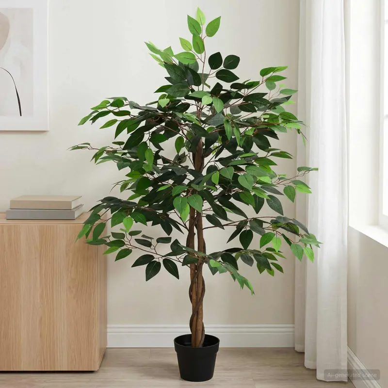 Vidaxl kunst ficus plant groen 90 x 16 x 110 cm stof en hout