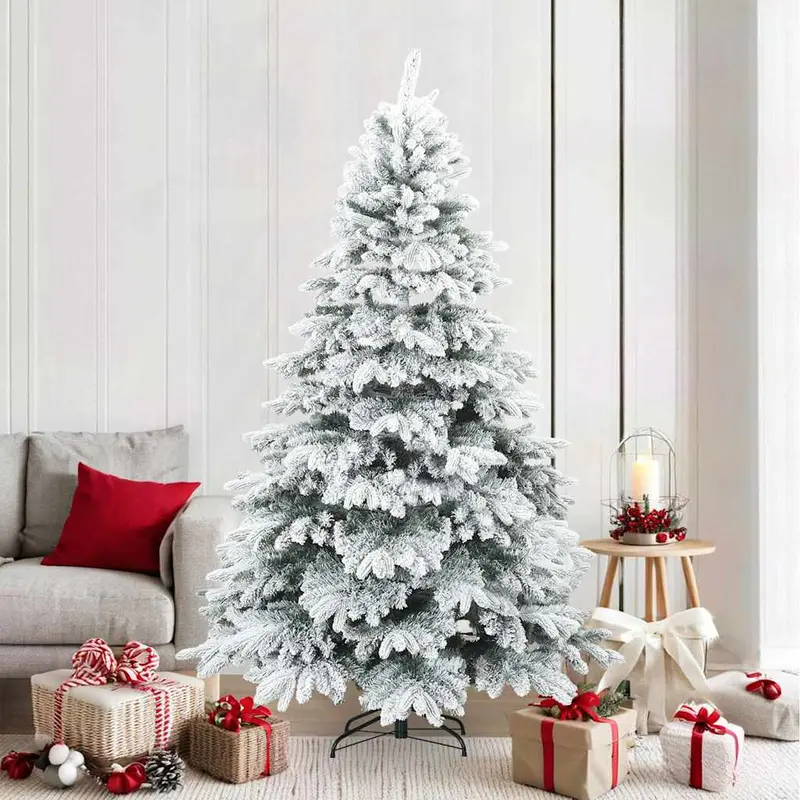 Vidaxl kunst kerstboom met geveerde takken, sneeuw bedekt wit 210 cm