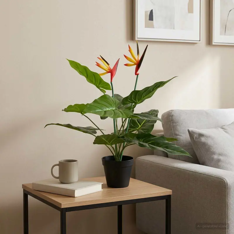 Vidaxl kunst strelitzia plant groen 65 x 13 x 55 cm stof, pe en peva