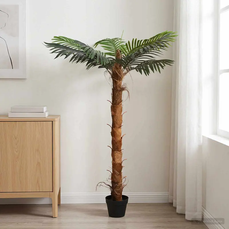 Vidaxl kunstmatige cocuspalmboom groen 70 x 18 x 140 cm stof en bamboe