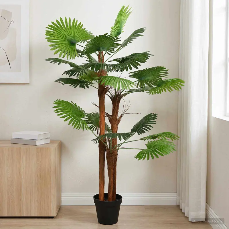 Vidaxl kunstmatige fan palmboom groen 75 x 25 x 180 cm stof en bamboe