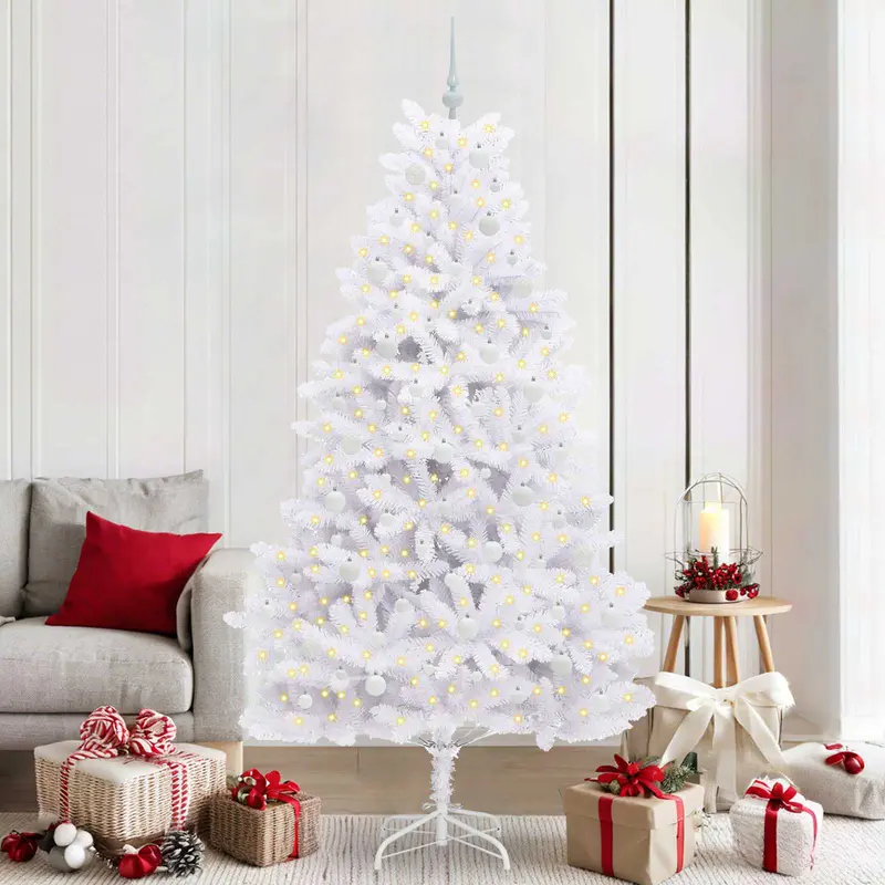 Vidaxl kunstmatige inklapbare kerstboom wit 210 cm pvc en staal