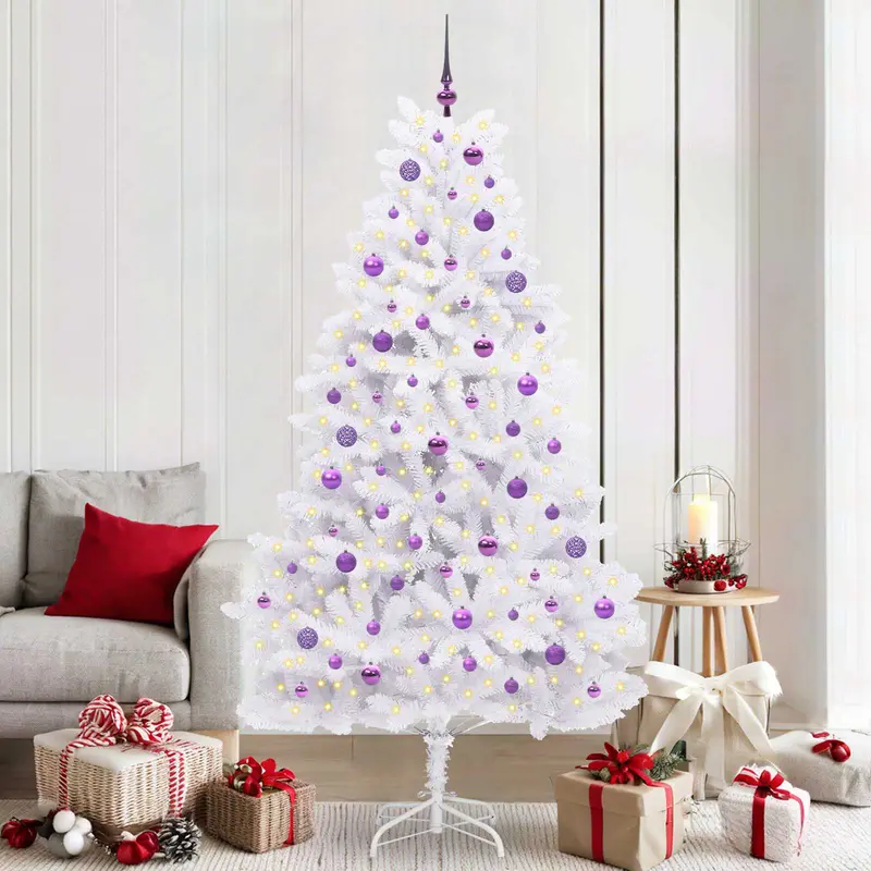 Vidaxl kunstmatige inklapbare kerstboom wit 210 cm pvc en staal