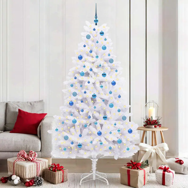 Vidaxl kunstmatige inklapbare kerstboom wit 210 cm pvc en staal