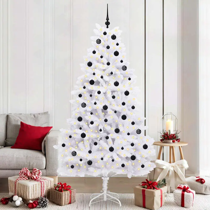 Vidaxl kunstmatige inklapbare kerstboom wit 210 cm pvc en staal