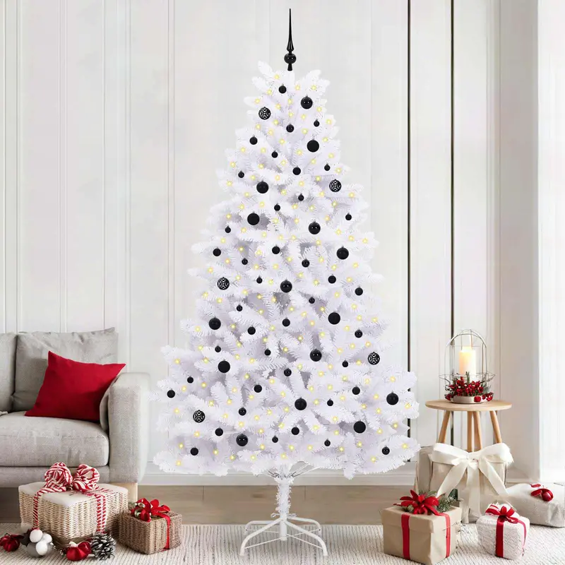 Vidaxl kunstmatige inklapbare kerstboom wit 240 cm pvc en staal