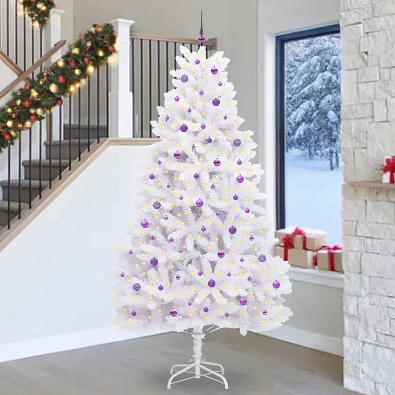 Vidaxl kunstmatige inklapbare kerstboom wit 270 cm pvc en staal