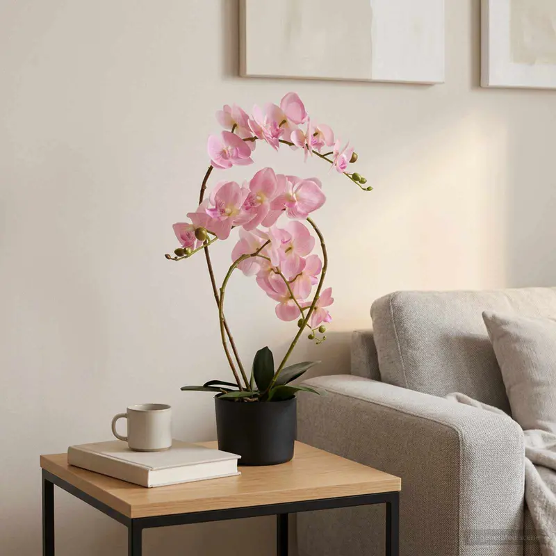 Vidaxl kunstorchidee met pot roze 45 x 15 x 65 cm stof, pe en peva