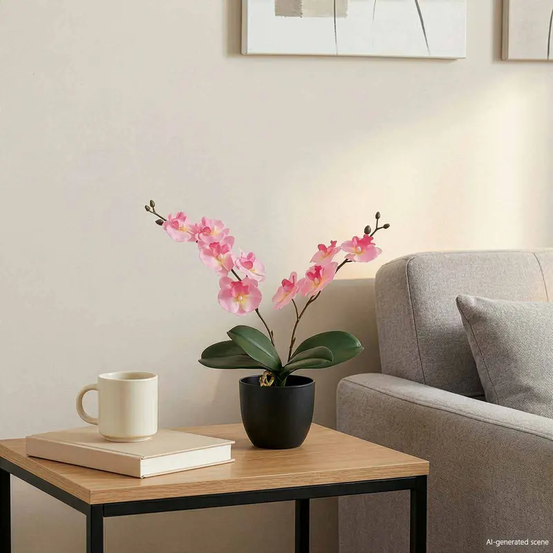 Vidaxl kunstorchidee plant roze 36 x 10 x 30 cm stof, pe en peva