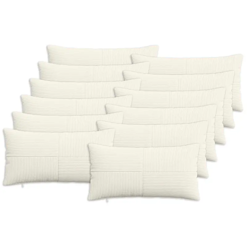 Vidaxl kussensloop 12 pcs almelo crèmekleurig 40 x 80 cm corduroy