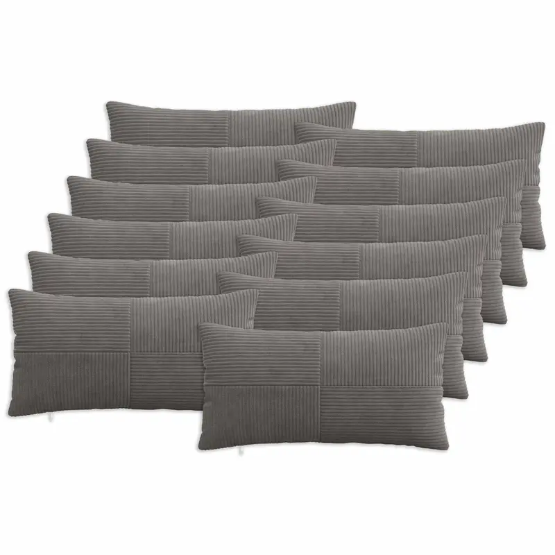 Vidaxl kussensloop 12 pcs almelo donkergrijs 40 x 80 cm corduroy