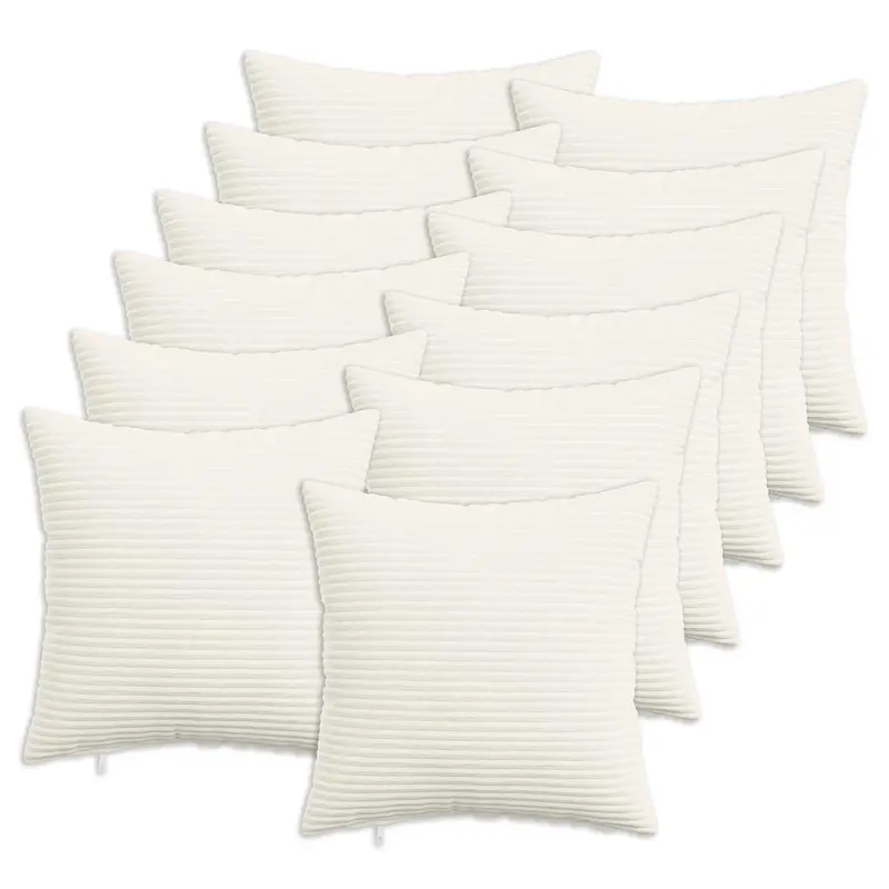 Vidaxl kussensloop 12 pcs heerlen crèmekleurig 50 x 50 cm corduroy