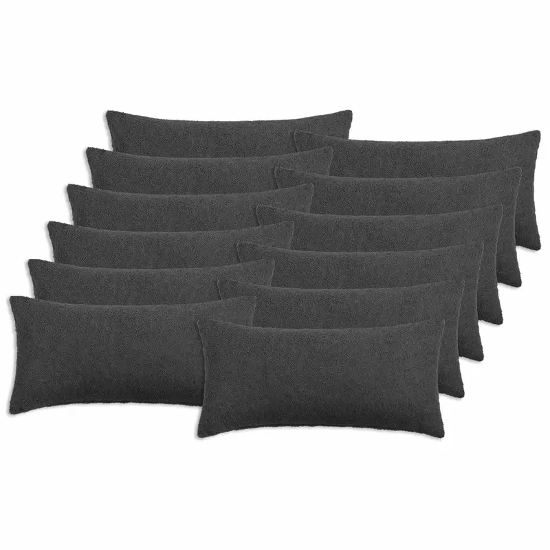 Vidaxl kussensloop 12 pcs heerlen donkergrijs 40 x 80 cm bouclé