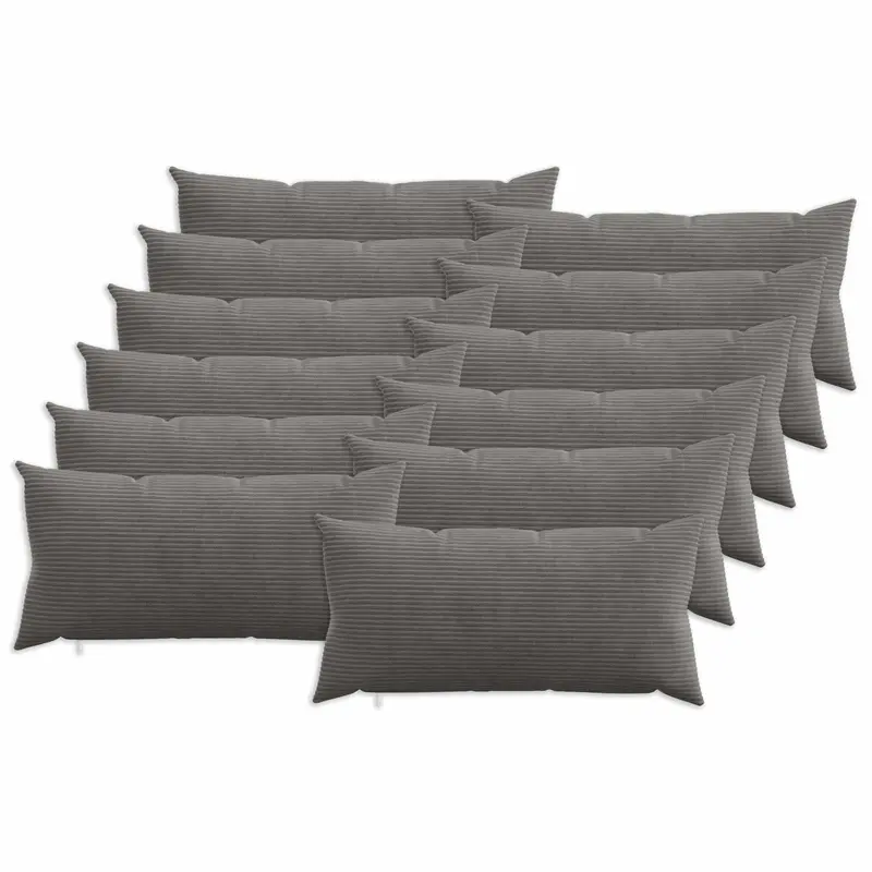 Vidaxl kussensloop 12 pcs heerlen donkergrijs 40 x 80 cm corduroy