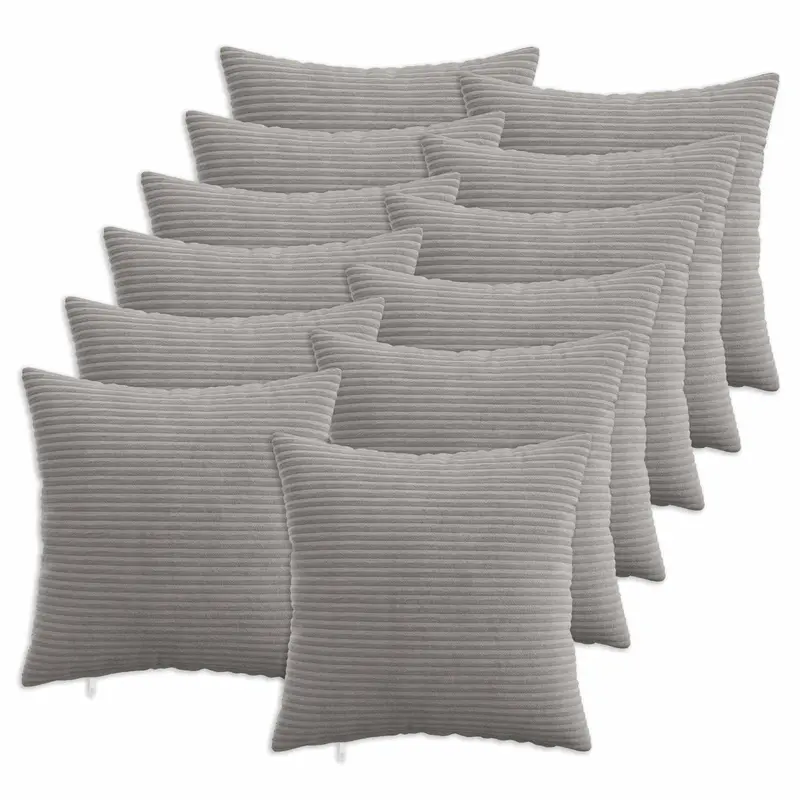 Vidaxl kussensloop 12 pcs heerlen lichtgrijs 40 x 40 cm corduroy