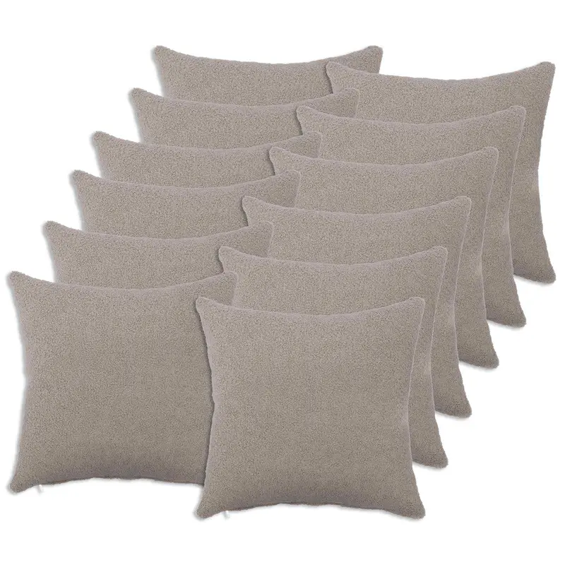 Vidaxl kussensloop 12 pcs heerlen lichtgrijs 45 x 45 cm bouclé