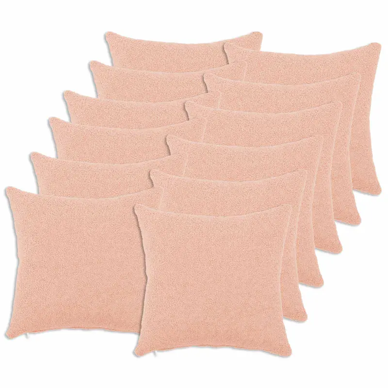 Vidaxl kussensloop 12 pcs heerlen roze 45 x 45 cm bouclé