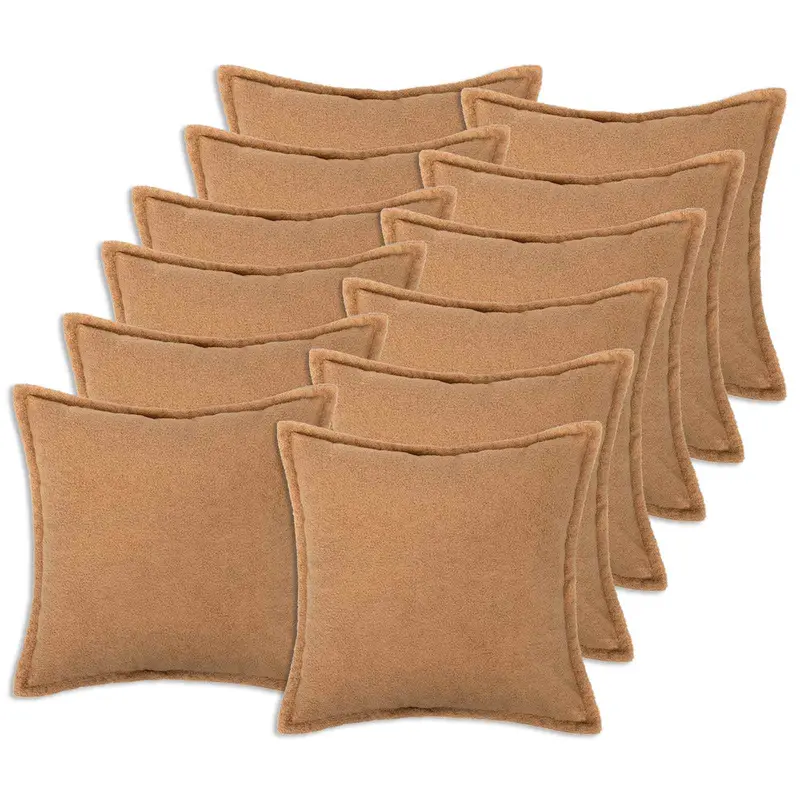 Vidaxl kussensloop 12 pcs houten beige 50 x 50 cm bouclé