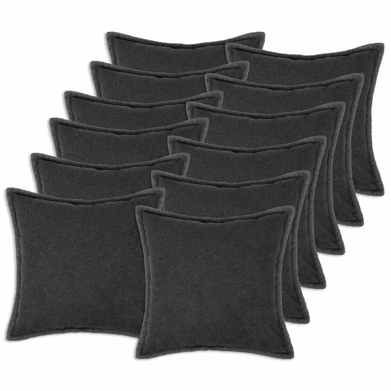 Vidaxl kussensloop 12 pcs houten donkergrijs 50 x 50 cm bouclé