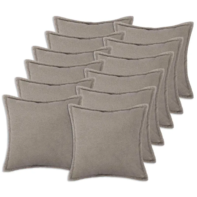 Vidaxl kussensloop 12 pcs houten lichtgrijs 50 x 50 cm bouclé